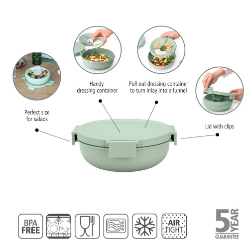 Salotų dubuo Brabantia Make & Take, žalios sp., 1,3 L