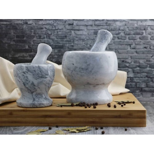 Prieskonių grūstuvė Marble, balta, 11,5 x 9,5 cm