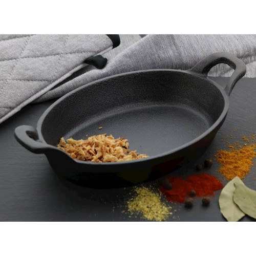 Kepimo indas CAST IRON oval, dviem rankenom, 21,5 x 15 cm