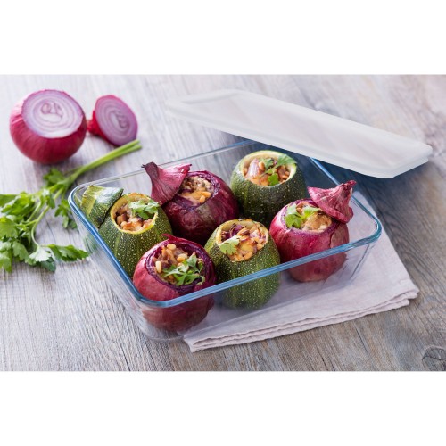Indas su dangčiu šaldymui – kepimui COOK & FREEZE, skaidrios sp., 19 cm x 14 cm, 0,8 l