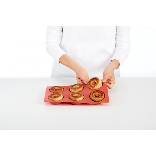 Kepimo forma spurgytėms "Donut", raudonos sp., 6 vietų