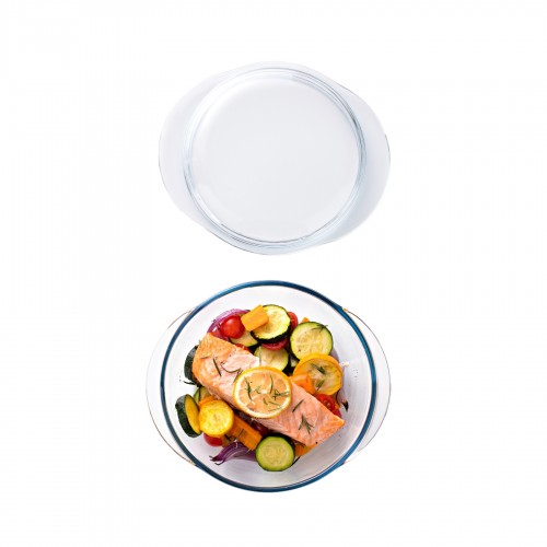 Apvali stiklinė kepimo forma su dangčiu Pyrex 4 in 1, 2,1 l