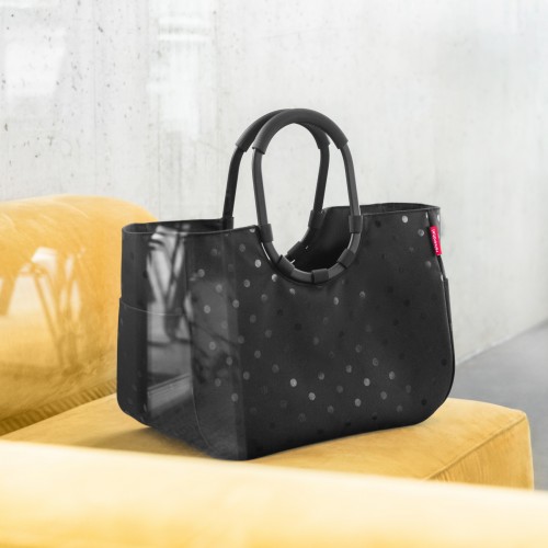 Krepšys Reisenthel LOOPSHOPPER, glossy dots black, 40 x 34,5 x 25 cm, L