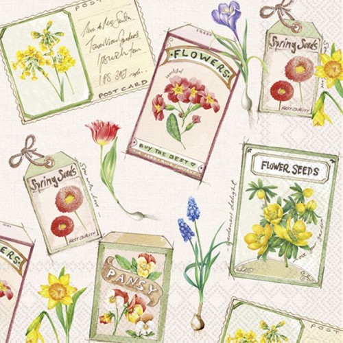 Servetėlės IHR SPRING SEEDS, kreminės sp., 33 x 33 cm