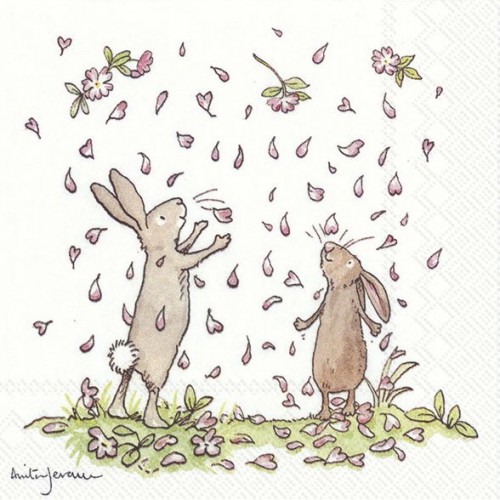 Servetėlės IHR BLOSSOMS AND BUNNIES, 25 x 25 cm