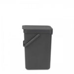 Pilka plastikinė šiukšlių dėžė Brabantia SORT & GO, 12 l