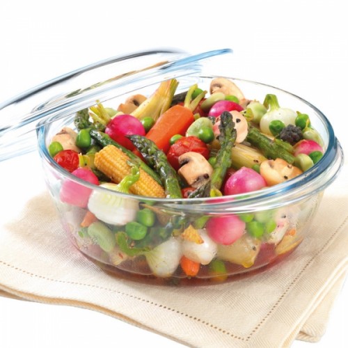 Apvali stiklinė kepimo forma su dangčiu Pyrex 4 in 1, 2,1 l